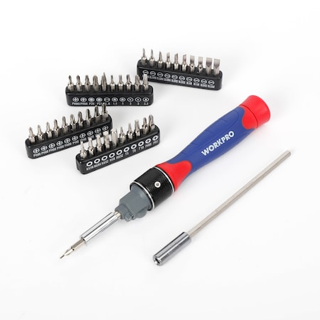 Prime-Line WORKPRO 1299696 41 Piece Ratcheting Screwdriver Set, Chrome Vanadium Steel Single Pack 1299696